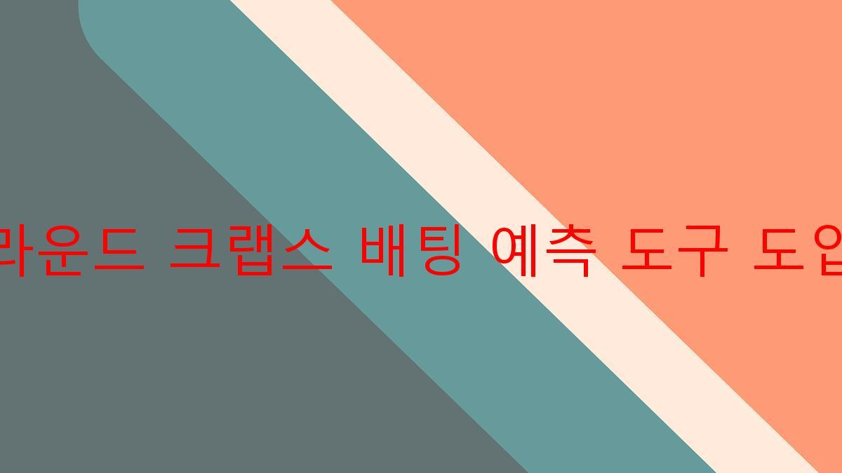 라운드 크랩스 배팅 예측 도구 도입